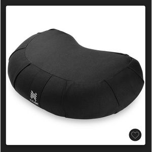 NWT Node Fitness Zafu Meditation Cushion, 17" Crescent Yoga Bolster Pillow-Black